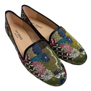 JON JOSEF Floral Brocade Embroidered Multicolor Flats NWOT $190